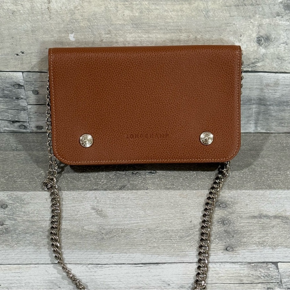 Longchamp Le Foulonné Leather Wallet on a Chain - Picture 2 of 9